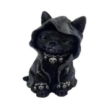 Imagem de Decoração De Mesa Escultura De Animal Em Resina Gato Mágico De Hallowe