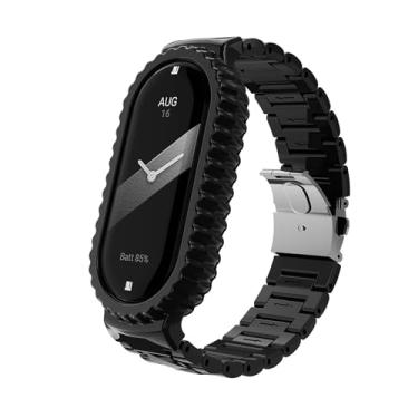 Imagem de ZEDEVB Pulseira de plástico transparente para Xiaomi Mi Band 8 Sport PC pulseira de substituição para acessórios de smartwatch MiBand 8 (preto)