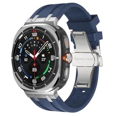 Imagem de HEPUP Pulseira de silicone para samsung galaxy watch ultra 47mm pulseira de luxo masculina para galaxy 7 47 ultra 47mm ap pulseira esportiva correa(Silver blue)