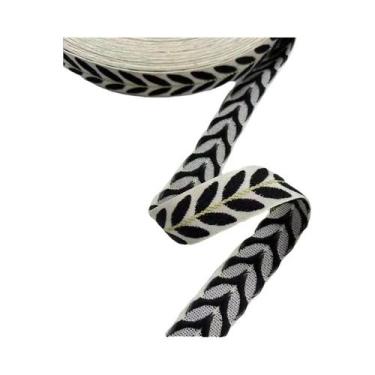 Imagem de Fita Decorativa Vintage Com Padrão Floral De Folhas, 25cm/3cm De Largu