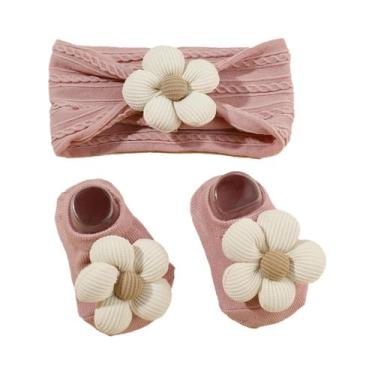 Imagem de Conjunto De Faixa De Cabelo E Meias Para Bebês Meninas Recém-Nascidas 