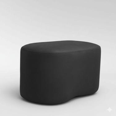Imagem de Puff Feijão Orgânico Curvo Redondo Confortável Sala Moderno Suede Cinza Escuro