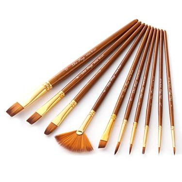 Imagem de 10pcs Conjunto de Pincéis Pintura Kit para Artista com Cabelo Nylon Múltiplos Meios Acrílico Aquarela Gouache a Óleo Ótimos Materiais Desenho Artístico