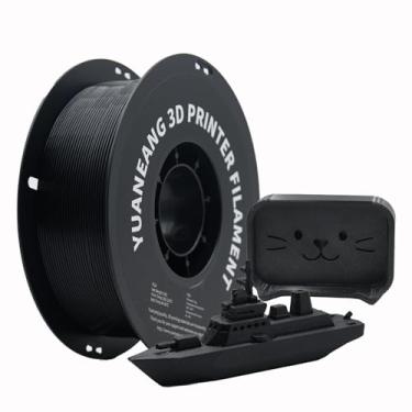 Imagem de YUANEANG Filamento de impressora 3D PLA preto 1,75 mm, carretel de 1 kg, precisão dimensional de ± 0,03 mm, baixa deformação e impressão fácil, ideal para protótipos, modelos