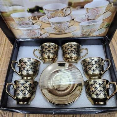 Imagem de Xícara de café kit com 12 peças de Cerâmica em porcelana1(Preto xu008)