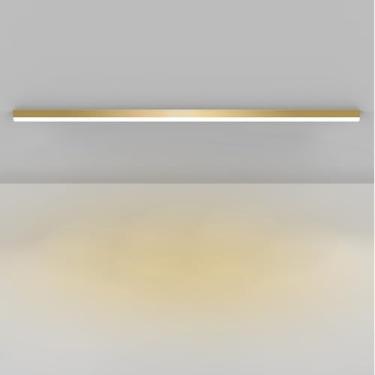 Imagem de GZZBMY LED Candeeiro de teto moderno minimalista longas luzes de teto metal alumínio acrílico candeeiros teto interior para quarto sala de estar corredor restaurante (luz quente dourada, 120 cm)