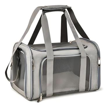 Imagem de Bolsa De Viajem Para Transporte Pet Ideal para Cães e Gatos | Ideal para Viagens, Veterinário e Passeios de Carro(Cinza)