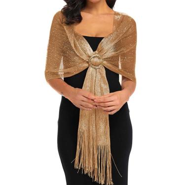 Imagem de Echarpe Lenço Xale Indiano Brilhante Estampado Champagne