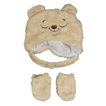 Imagem de Kit Gorro e Luvas para bebê Baby Joy, Urso bege