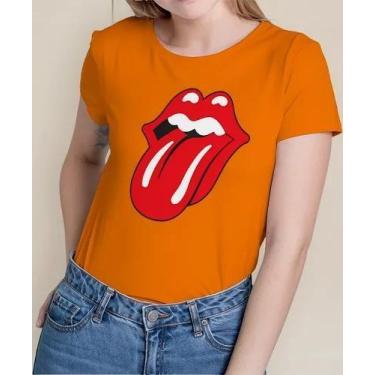 Imagem de Camiseta Camisa Adulto Masculina Feminina Algodão Banda de Rock Rollin
