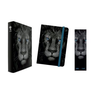 Imagem de Kit Leão Grafite - Bíblia Capa Dura NTLH + Moleskine + Marca Página