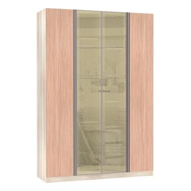 Imagem de Guarda Roupa Solteiro 4 Portas 3 Gavetas Prime Plus Com Vidro Reflecta 1,59 Cm Luciane Móveis