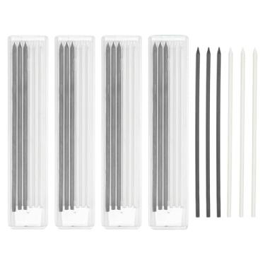 Imagem de PATIKIL 30 refis de grafite de lápis de carpinteiro de 2,8 mm, refis de lápis sólidos secos resistentes a quebras, para carpinteiro mecânico, desenho, preto, branco