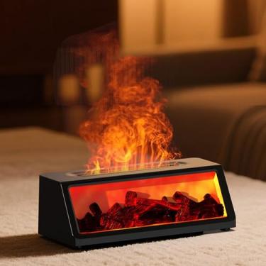 Imagem de Asixxsix Umidificador difusor de ar de chama de lareira, controle remoto de luzes RGB, umidificador ultrassônico de 320ml com temporizador de desligamento automático, para quarto
