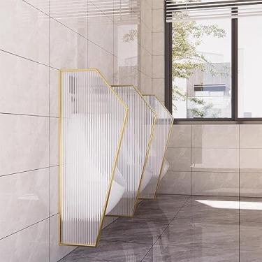 Imagem de Divisória de mictório defletor de vidro para proteção de privacidade, tela de mictório de vaso sanitário com borda de metal, divisória extensora de mictório para locais públicos/shoppings/escolas