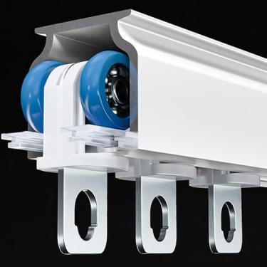 Imagem de Trilhos de cortina resistentes, trilho de cortina de alumínio, haste de cortina divisória de quarto, trilho de cortina de 1 a 4 m, suporte de teto/parede (cor: parede cinza, tamanho: 2,5 m/8,2 pés