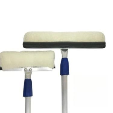 Imagem de RODO LIMPA VIDRO 35CM CABO ALUMINIO EXTENSOR 4M Telescopio Limpeza Vidros Altos e Portas,Para Familiar e Profissionais