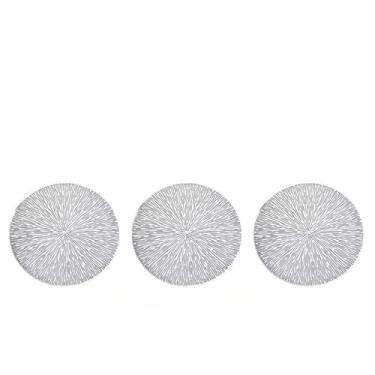 Imagem de Jogo Americano para Mesa Jantar – Kit 3 ou 6 Peças, 38cm Peça de Jogo Americano/Manta para Prato, Resistente a Manchas (Kit de 3 Peças Prateado)