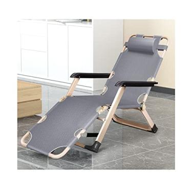 Imagem de ONDHGFBGB Cadeira de gramado reclinável dobrável antiajustável com travesseiro, cadeira de acampamento interna e externa para pátio, piscina, praia, moldura de aço