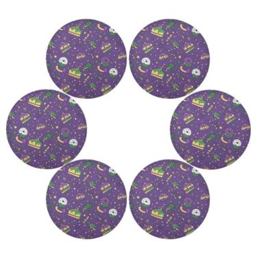 Imagem de Wassud Jogo americano conjunto de 6 tapetes de mesa redondos para cozinha e jantar tapetes laváveis resistentes ao calor para decoração de mesa 39 cm