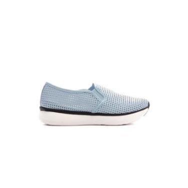 Imagem de Tênis Feminino Giulia Domna Slip On Couro Azul-Feminino