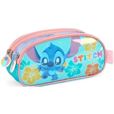 Imagem de Estojo Escolar Repartições Stitch Disney Menina Luxcel Turquesa