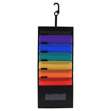 Imagem de Organizador de pastas suspensas com 6 bolsos arquivo acordeão para escritório residencial escola Tamanho A4 parede