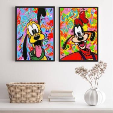 Imagem de Kit 2 Quadros Grafite Pluto Pateta 45x34cm - com Vidro