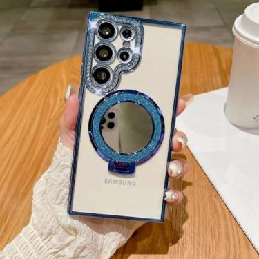 Imagem de Capa espelhada de luxo com revestimento de diamante para Samsung S24 S25 Ultra, Samsung Galaxy S23 S22 Ultra Plus A16 A06 A55 A54, azul, para Samsung A52 A52S