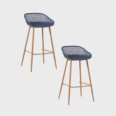 Imagem de Kit 2 Banquetas Alta Polipropileno e Aço Mônaco Espresso Móveis