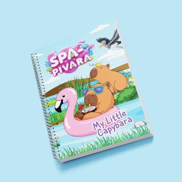 Imagem de Caderno Universitário Capa Dura Capivara, Animado e Divertido, Espiral com Bolsa Interna e Cartela de Adesivos (CAPA 2, 20 MATÉRIAS (400 FLS))