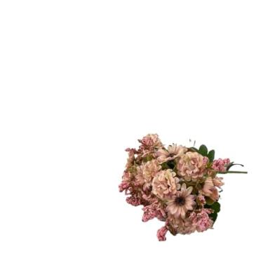 Imagem de Flores Artificiais de Crisântemo em Seda para Decoração de Bolo DIY, Buquê Artificial para Casamento, Festa e Casa (Rosa Mesclado kit com 2)