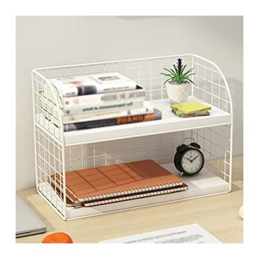 Imagem de Organizadores de mesa brancos para armário de arquivos, organizador de arquivos de mesa de malha de metal, acessórios para espaço de trabalho para material de escritório, suporte de impressora em casa