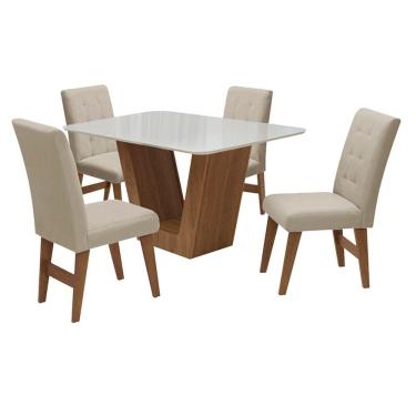 Imagem de Conj Mesa de Jantar Safira 4 Cadeiras Agata 135cm