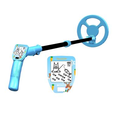 Imagem de Raddy Detector de metais MD65K para crianças, ajustável e leve, para caça ao tesouro, bobina IPX7 à prova d'água de 16,5 cm, tela LCD divertida, para meninos e meninas de 3 a 12 anos, azul