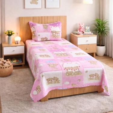 Imagem de Colcha Cobre leito Infantil 2 Peças Dupla Face Estampada Cor:Ursos - R