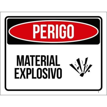 Imagem de Kit 10 Placa Acm Perigo Material Explosivo 18X23 - Sinalizo