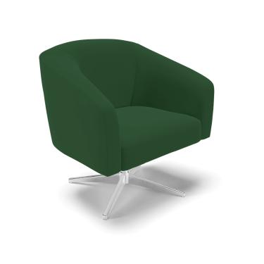 Imagem de Poltrona Decorativa Giratória Cromada Stella Veludo Verde D03 - D'Rossi