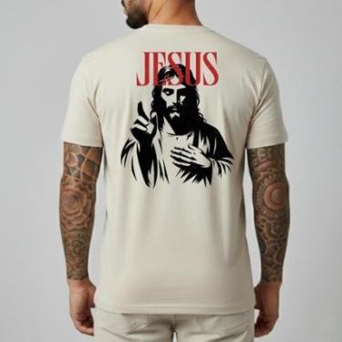Imagem de Camiseta Básica Masculina Religiosa Camisa Algodão Malha Premium Estilo Casual Dia a Dia Suave-Masculino