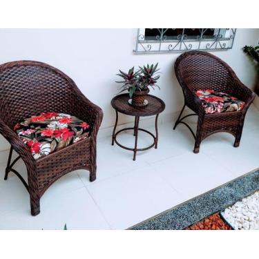 Imagem de Conjunto 2 Poltronas Jogo Fibra Sintética Junco Vime Varanda - Varanda