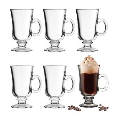 Imagem de Jogo 6 Xícara Para Cappuccino E Café Caneca Irish Irlandesa Vidro Transparente 114ml Ha...