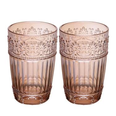 Imagem de Jogo 2 Copo De Cristal Para água Suco Mauve 350ml âmbar Wolff