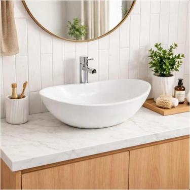 Imagem de Cuba Oval Para Banheiro De Apoio 100 Louça Canoa 41x33cm Branco Brilha