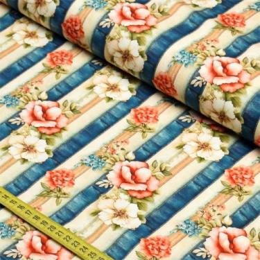 Imagem de Tecido Tricoline Vida no Campo : Flores Listradas (0,50x1,50) - Fabric