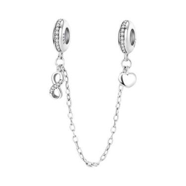 Imagem de Pulseira Feminina De Prata 925 Com Berloques De Café E Corrente De Seg