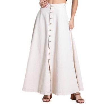 Imagem de Saia Linho Sawary Midi - 281989 - Areiabr 42, Bege, 42