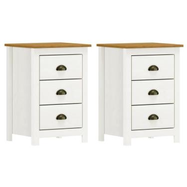 Imagem de Kit 2 Mesas De Cabeceira Topázio 3 Gavetas Branco-freijó - Finestra Móveis Branco-freijó