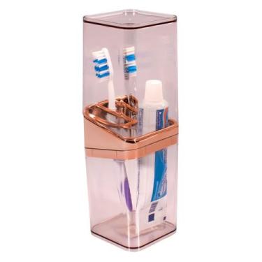 Imagem de Porta Escova De Dentes E Pasta Creme Dental Com 3 Divisórias E Tampa S