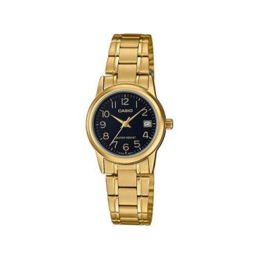 Imagem de Relógio CASIO feminino dourado preto metal LTP-V002G-1BUDF