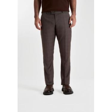 Imagem de Calça docthos slim alfaiataria pv xadrez cós transpassado, 015 caqui, 